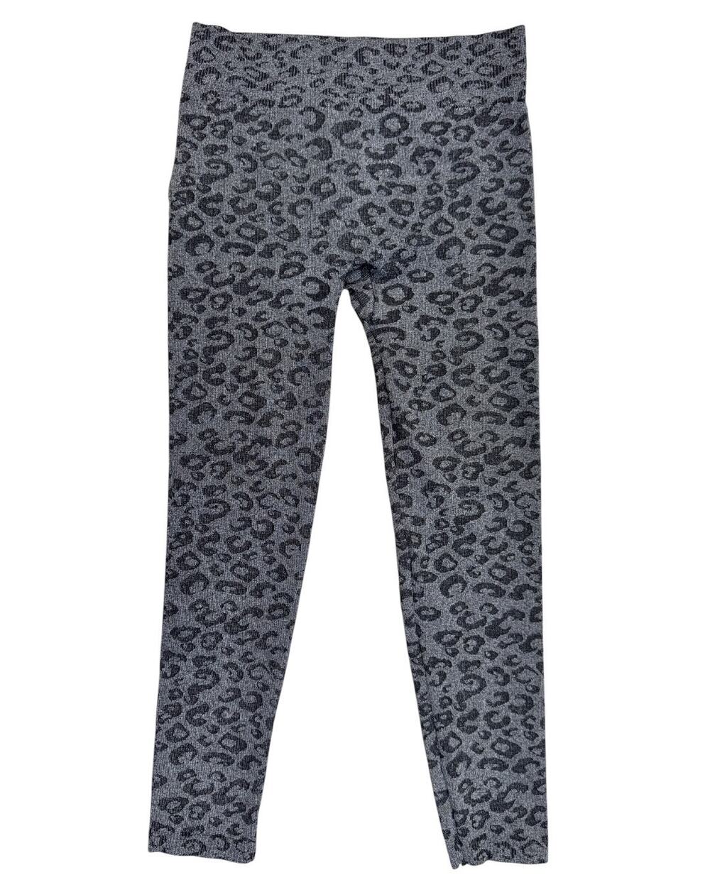 AQ Sport Grey Leopard Print High Waist Thick Leggings - 1X/2X